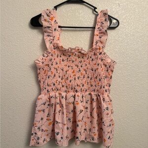 SHEIN Pink Floral Smocked Blouse